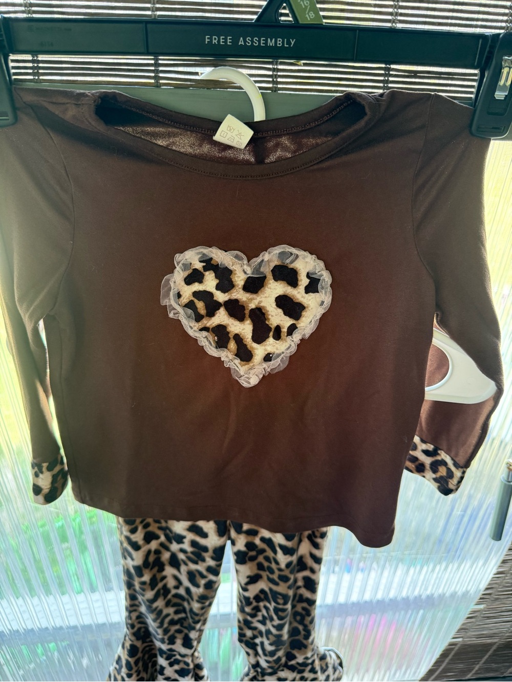 Brown Leopard Heart Kids Pajama Set